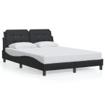 vidaXL Cadru de pat cu lumini LED, negru, 140x190 cm, piele ecologică vidaXL Cadru de pat cu lumini LED, negru, 140x190 cm, piele ecologică