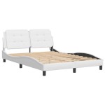 vidaXL Cadru de pat cu lumini LED, alb, 140x190 cm, piele ecologică vidaXL Cadru de pat cu lumini LED, alb, 140x190 cm, piele ecologică