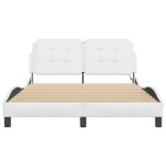 vidaXL Cadru de pat cu lumini LED, alb, 140x190 cm, piele ecologică vidaXL Cadru de pat cu lumini LED, alb, 140x190 cm, piele ecologică