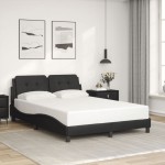 vidaXL Cadru de pat cu lumini LED, negru, 140x200 cm, piele ecologică vidaXL Cadru de pat cu lumini LED, negru, 140x200 cm, piele ecologică
