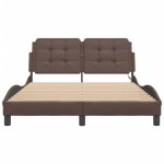 vidaXL Cadru de pat cu lumini LED, maro, 140x200 cm, piele ecologică vidaXL Cadru de pat cu lumini LED, maro, 140x200 cm, piele ecologică