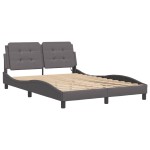 vidaXL Cadru de pat cu lumini LED, gri, 140x200 cm, piele ecologică