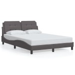 vidaXL Cadru de pat cu lumini LED, gri, 140x200 cm, piele ecologică