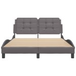 vidaXL Cadru de pat cu lumini LED, gri, 140x200 cm, piele ecologică