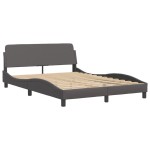vidaXL Cadru de pat cu lumini LED, gri, 140x200 cm, piele ecologică