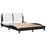 vidaXL Cadru de pat cu LED, negru și alb, 140x200 cm, piele ecologică vidaXL Cadru de pat cu LED, negru și alb, 140x200 cm, piele ecologică