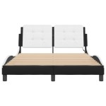 vidaXL Cadru de pat cu LED, negru și alb, 140x200 cm, piele ecologică vidaXL Cadru de pat cu LED, negru și alb, 140x200 cm, piele ecologică