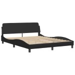 vidaXL Cadru de pat cu lumini LED, negru, 160x200 cm, piele ecologică vidaXL Cadru de pat cu lumini LED, negru, 160x200 cm, piele ecologică