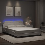 vidaXL Cadru de pat cu lumini LED, alb, 160x200 cm, piele ecologică vidaXL Cadru de pat cu lumini LED, alb, 160x200 cm, piele ecologică