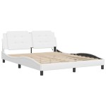 vidaXL Cadru de pat cu lumini LED, alb, 160x200 cm, piele ecologică vidaXL Cadru de pat cu lumini LED, alb, 160x200 cm, piele ecologică
