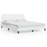 vidaXL Cadru de pat cu lumini LED, alb, 160x200 cm, piele ecologică vidaXL Cadru de pat cu lumini LED, alb, 160x200 cm, piele ecologică