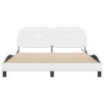 vidaXL Cadru de pat cu lumini LED, alb, 160x200 cm, piele ecologică vidaXL Cadru de pat cu lumini LED, alb, 160x200 cm, piele ecologică