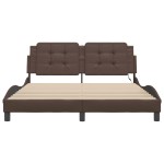 vidaXL Cadru de pat cu lumini LED, maro, 160x200 cm, piele ecologică vidaXL Cadru de pat cu lumini LED, maro, 160x200 cm, piele ecologică