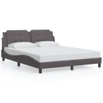 vidaXL Cadru de pat cu lumini LED, gri, 160x200 cm, piele ecologică
