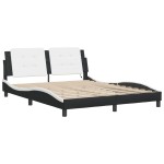 vidaXL Cadru de pat cu LED, negru și alb, 160x200 cm, piele ecologică vidaXL Cadru de pat cu LED, negru și alb, 160x200 cm, piele ecologică