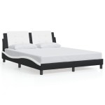 vidaXL Cadru de pat cu LED, negru și alb, 160x200 cm, piele ecologică vidaXL Cadru de pat cu LED, negru și alb, 160x200 cm, piele ecologică