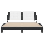 vidaXL Cadru de pat cu LED, negru și alb, 160x200 cm, piele ecologică vidaXL Cadru de pat cu LED, negru și alb, 160x200 cm, piele ecologică