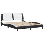 vidaXL Cadru de pat cu LED, negru și alb, 160x200 cm, piele ecologică vidaXL Cadru de pat cu LED, negru și alb, 160x200 cm, piele ecologică