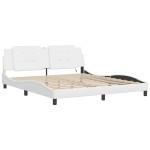 vidaXL Cadru de pat cu lumini LED, alb, 180x200 cm, piele ecologică vidaXL Cadru de pat cu lumini LED, alb, 180x200 cm, piele ecologică
