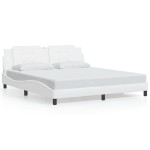 vidaXL Cadru de pat cu lumini LED, alb, 180x200 cm, piele ecologică vidaXL Cadru de pat cu lumini LED, alb, 180x200 cm, piele ecologică