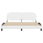 vidaXL Cadru de pat cu lumini LED, alb, 180x200 cm, piele ecologică vidaXL Cadru de pat cu lumini LED, alb, 180x200 cm, piele ecologică