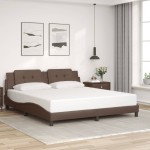 vidaXL Cadru de pat cu lumini LED, maro, 180x200 cm, piele ecologică vidaXL Cadru de pat cu lumini LED, maro, 180x200 cm, piele ecologică