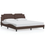 vidaXL Cadru de pat cu lumini LED, maro, 180x200 cm, piele ecologică vidaXL Cadru de pat cu lumini LED, maro, 180x200 cm, piele ecologică