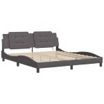 vidaXL Cadru de pat cu lumini LED, gri, 180x200 cm, piele ecologică