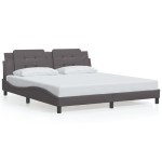 vidaXL Cadru de pat cu lumini LED, gri, 180x200 cm, piele ecologică