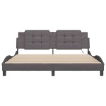 vidaXL Cadru de pat cu lumini LED, gri, 180x200 cm, piele ecologică