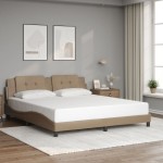 vidaXL Cadru de pat cu LED, cappuccino, 180x200 cm, piele ecologică