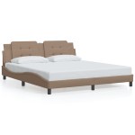 vidaXL Cadru de pat cu LED, cappuccino, 180x200 cm, piele ecologică