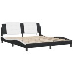 vidaXL Cadru de pat cu LED, negru și alb, 180x200 cm, piele ecologică