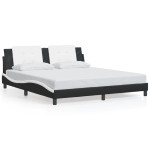 vidaXL Cadru de pat cu LED, negru și alb, 180x200 cm, piele ecologică