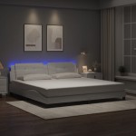 vidaXL Cadru de pat cu lumini LED, alb, 200x200 cm, piele ecologică vidaXL Cadru de pat cu lumini LED, alb, 200x200 cm, piele ecologică