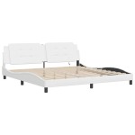 vidaXL Cadru de pat cu lumini LED, alb, 200x200 cm, piele ecologică vidaXL Cadru de pat cu lumini LED, alb, 200x200 cm, piele ecologică