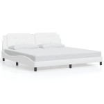 vidaXL Cadru de pat cu lumini LED, alb, 200x200 cm, piele ecologică vidaXL Cadru de pat cu lumini LED, alb, 200x200 cm, piele ecologică