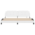 vidaXL Cadru de pat cu lumini LED, alb, 200x200 cm, piele ecologică vidaXL Cadru de pat cu lumini LED, alb, 200x200 cm, piele ecologică