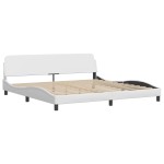 vidaXL Cadru de pat cu lumini LED, alb, 200x200 cm, piele ecologică vidaXL Cadru de pat cu lumini LED, alb, 200x200 cm, piele ecologică