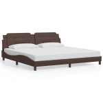 vidaXL Cadru de pat cu lumini LED, maro, 200x200 cm, piele ecologică vidaXL Cadru de pat cu lumini LED, maro, 200x200 cm, piele ecologică