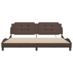 vidaXL Cadru de pat cu lumini LED, maro, 200x200 cm, piele ecologică vidaXL Cadru de pat cu lumini LED, maro, 200x200 cm, piele ecologică