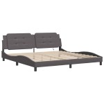 vidaXL Cadru de pat cu lumini LED, gri, 200x200 cm, piele ecologică