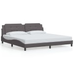 vidaXL Cadru de pat cu lumini LED, gri, 200x200 cm, piele ecologică