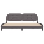 vidaXL Cadru de pat cu lumini LED, gri, 200x200 cm, piele ecologică