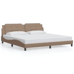 vidaXL Cadru de pat lumini LED, cappuccino, 200x200 cm piele ecologică vidaXL Cadru de pat lumini LED, cappuccino, 200x200 cm piele ecologică