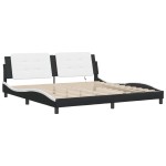 vidaXL Cadru de pat cu lumini LED negru/alb 200x200 cm piele ecologică vidaXL Cadru de pat cu lumini LED negru/alb 200x200 cm piele ecologică