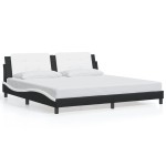 vidaXL Cadru de pat cu lumini LED negru/alb 200x200 cm piele ecologică vidaXL Cadru de pat cu lumini LED negru/alb 200x200 cm piele ecologică