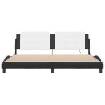vidaXL Cadru de pat cu lumini LED negru/alb 200x200 cm piele ecologică vidaXL Cadru de pat cu lumini LED negru/alb 200x200 cm piele ecologică