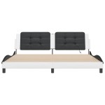 vidaXL Cadru de pat cu lumini LED alb/negru 200x200 cm piele ecologică vidaXL Cadru de pat cu lumini LED alb/negru 200x200 cm piele ecologică