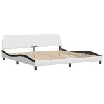 vidaXL Cadru de pat cu lumini LED alb/negru 200x200 cm piele ecologică vidaXL Cadru de pat cu lumini LED alb/negru 200x200 cm piele ecologică